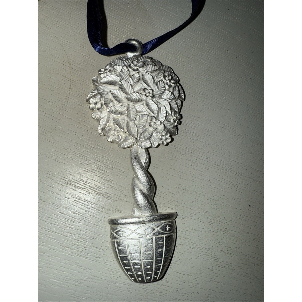 Gloria Duchin Pewter Potted Tree Ornament Set Of Two